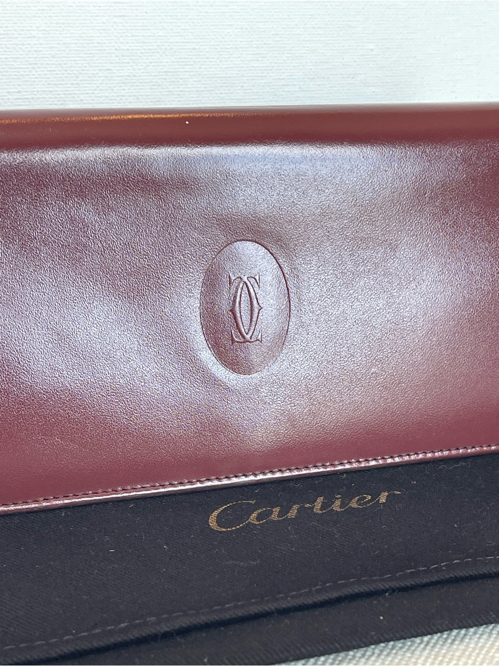 EUC CARTIER BORDEAUX DEEP BURGUNDY CALFSKIN LEATHER LONG BIFOLD WALLET PARIS - Picture 4 of 14